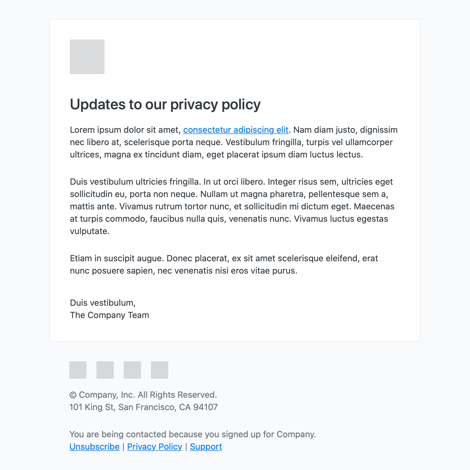 Privacy Policy Email Template