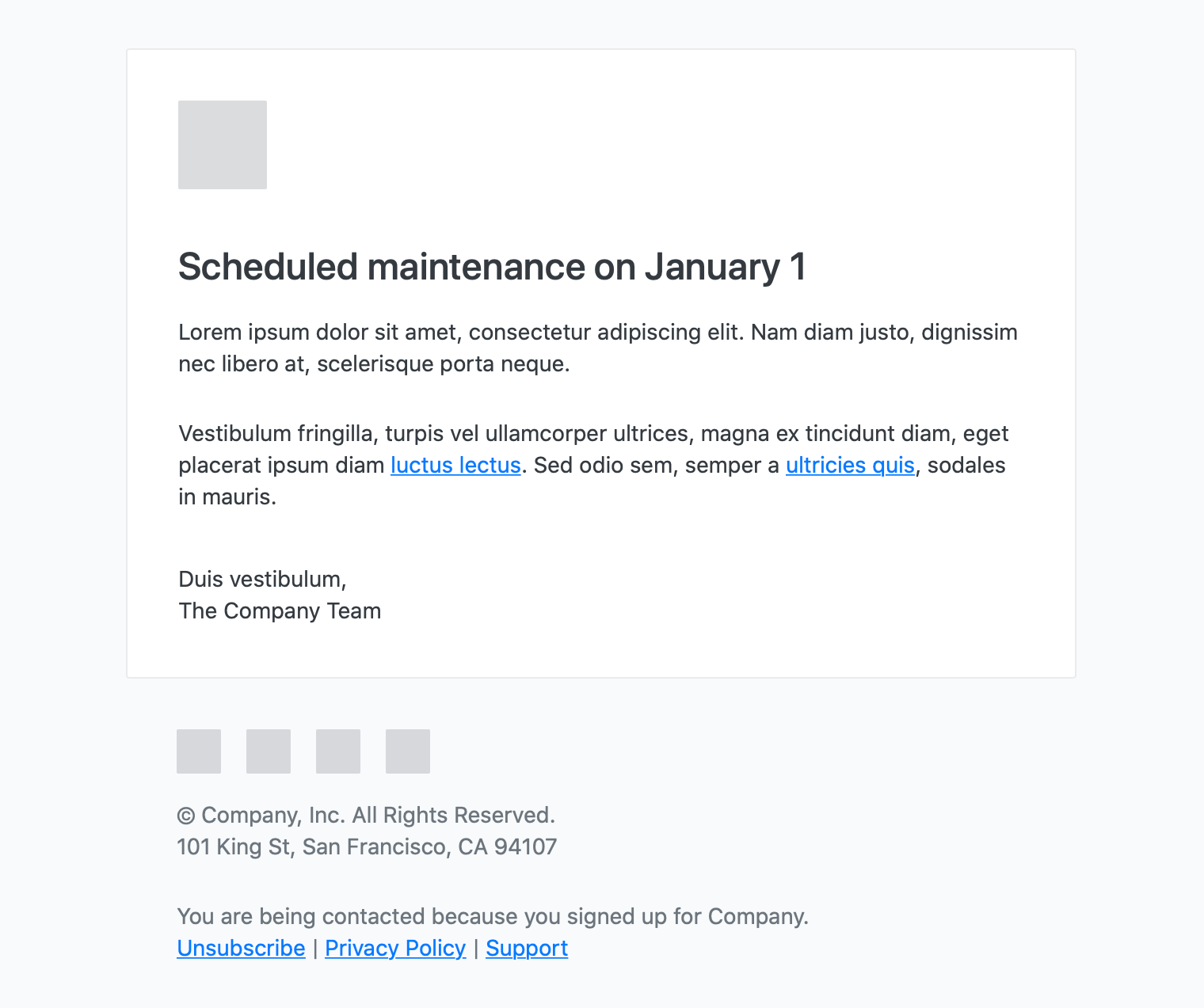 Scheduled Maintenance Email Template