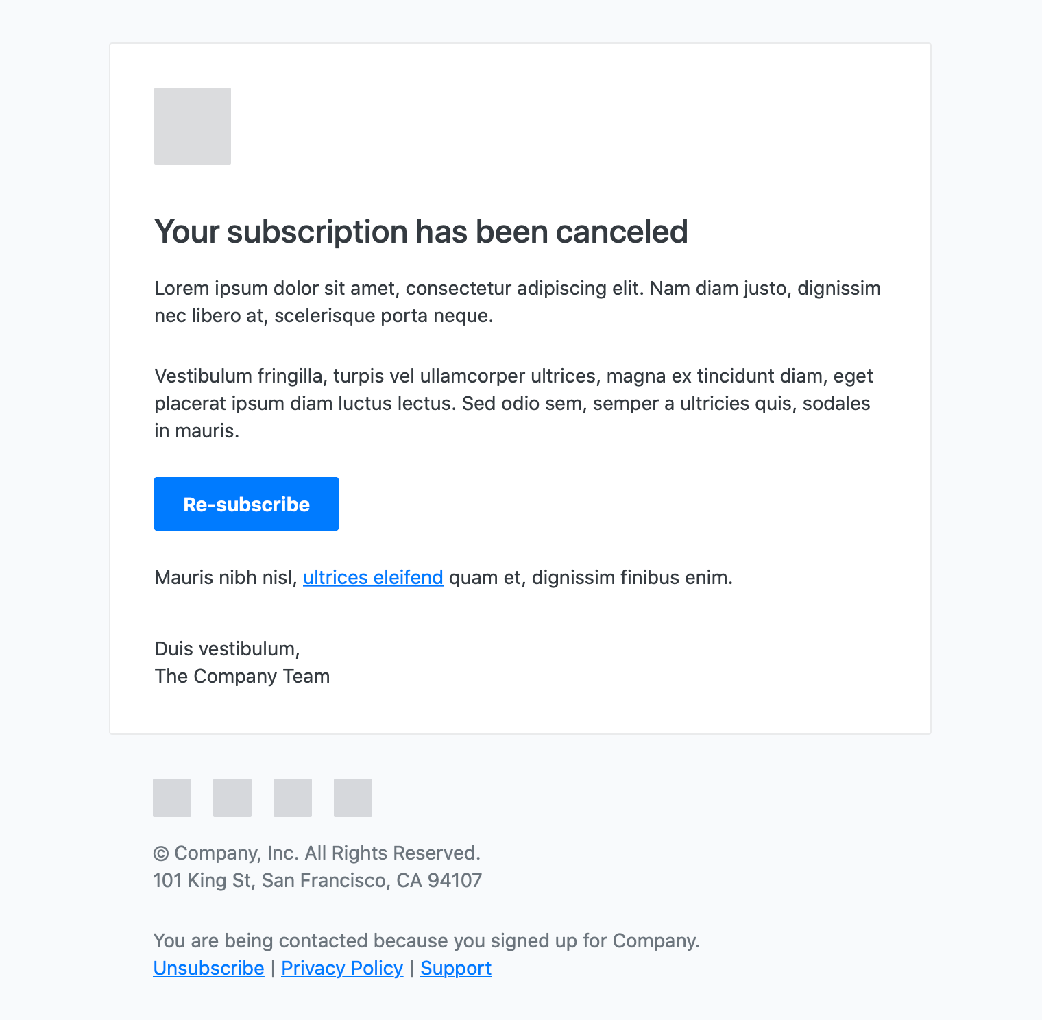 Subscription Cancellation Email Template